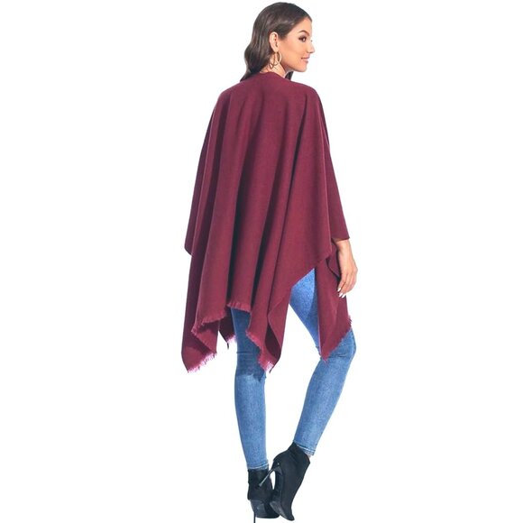 Liz Claiborne Rose Blanket Shawl Wrap Poncho Fall Winter Scarf Gypsy Bohemian - Picture 7 of 7